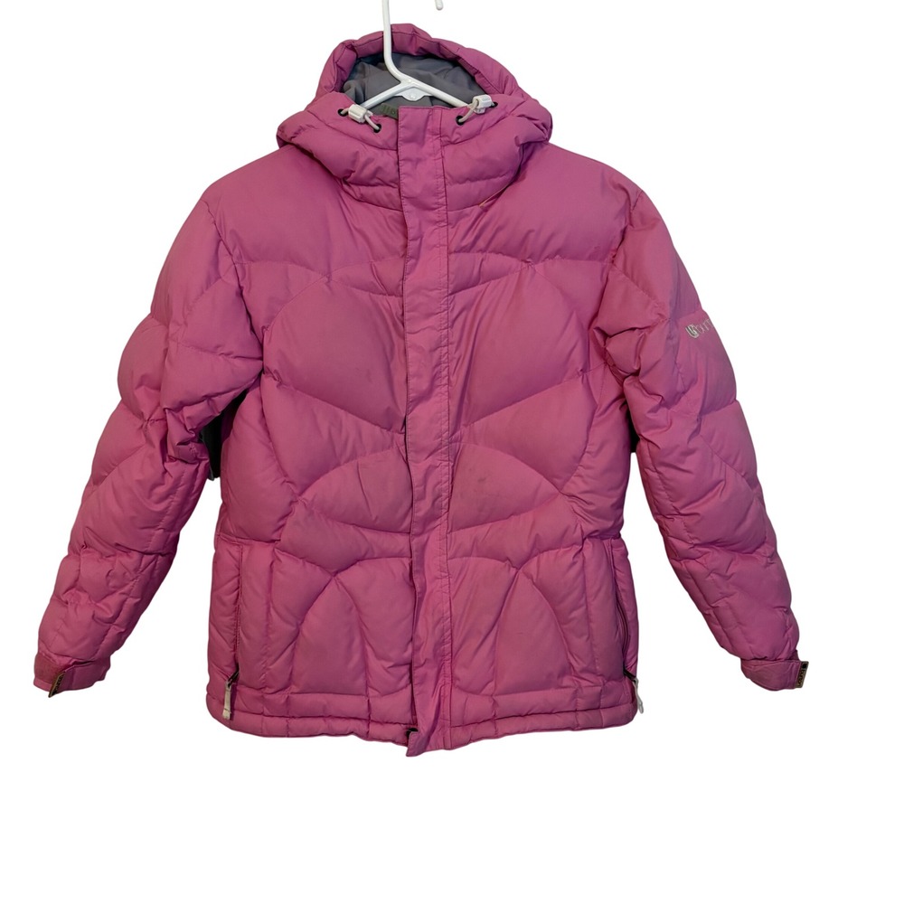 Burton Girls Pink Goose Down Puffer Jacket Hooded Snowboard Ski Coat Large‎